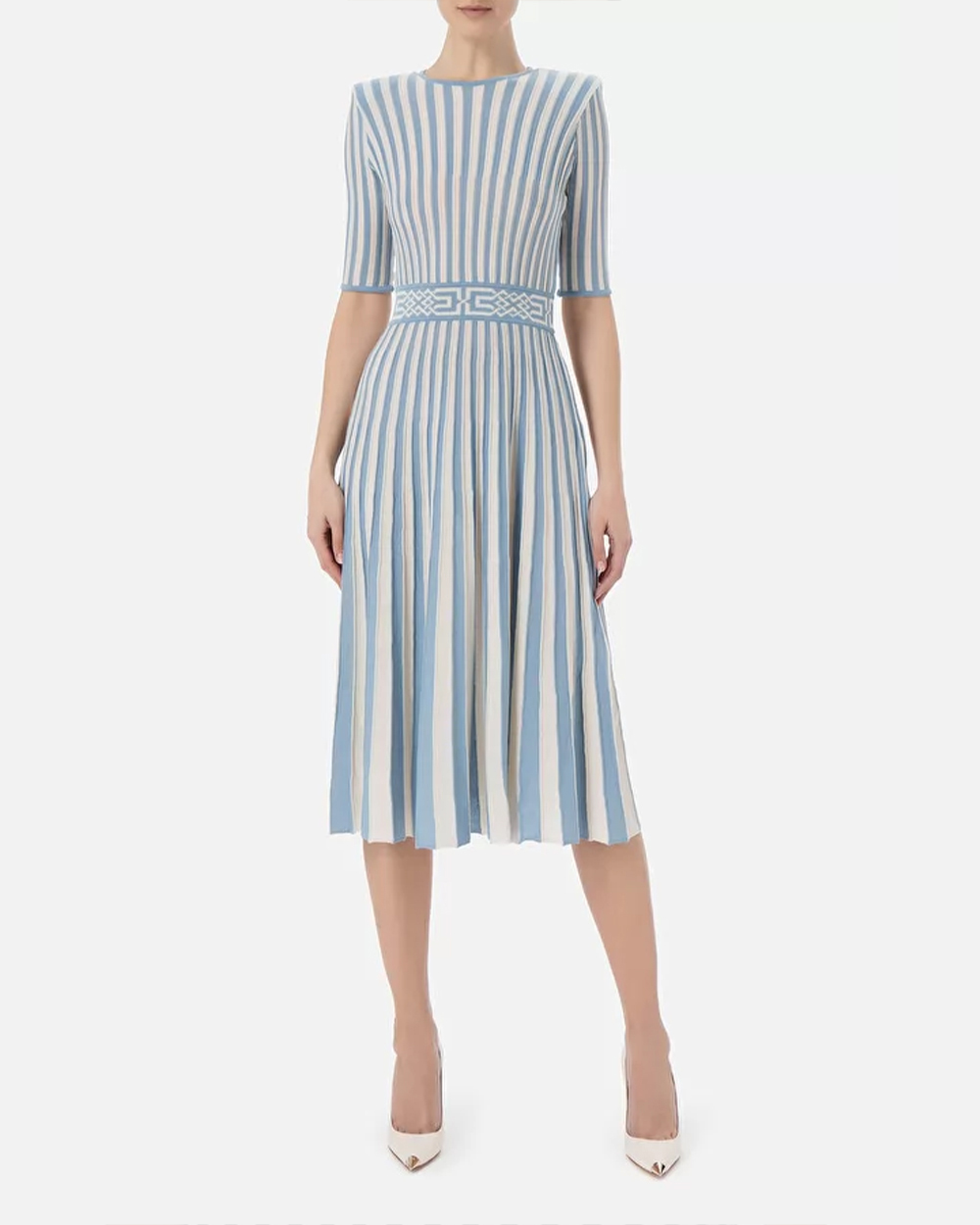 Midi dress with two-tone pleated skirt | Eponymo