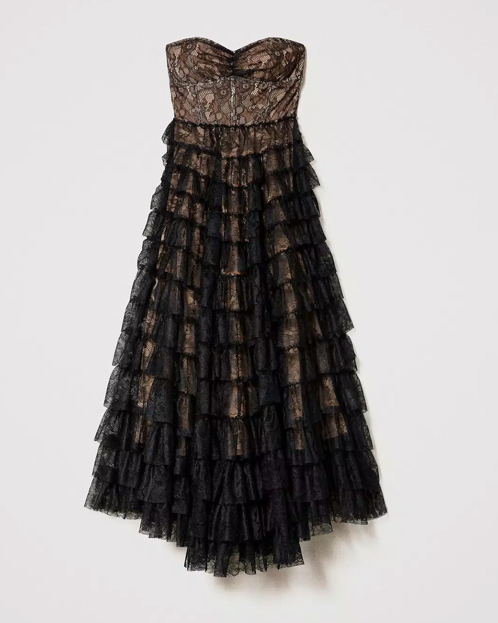 Long Chantilly lace bustier dress | Eponymo